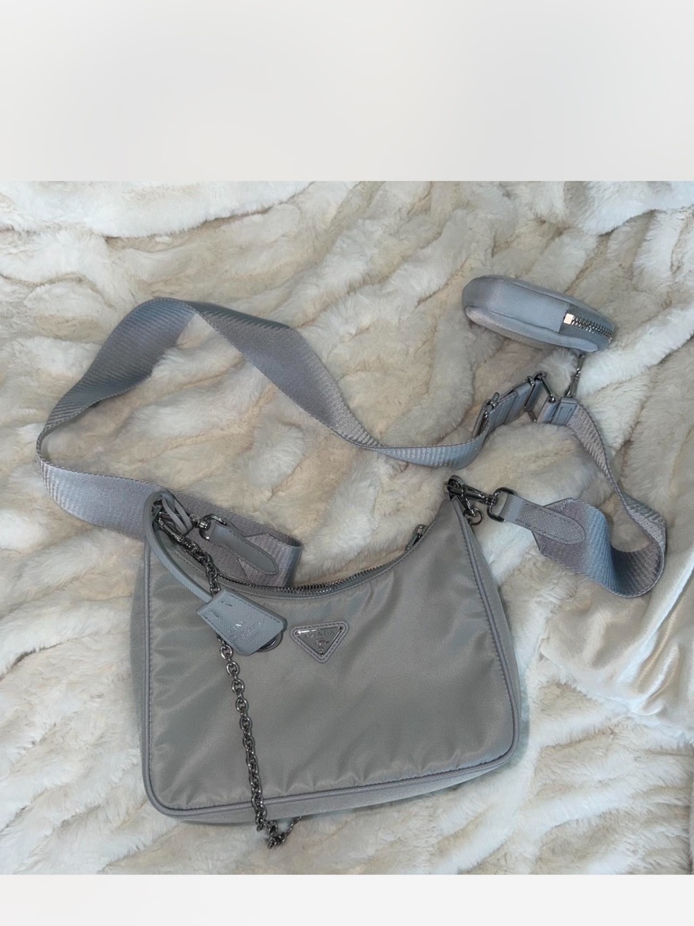 Prada re edition Light blue Nylon Shoulder Bag with Adjustable Strap